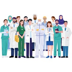 Group of Doctor and Nurses Illustration