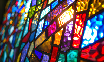 Stained-glass free from geometric full color. - 808449691