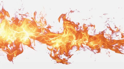 Digital fire flame on a white background. The flame is rendered in the style of digital art.