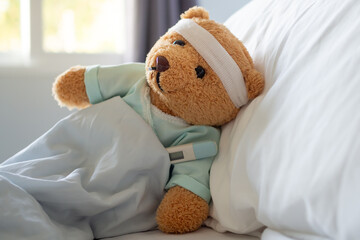 sick with a headache, seasonal influenza, allergic, high fever and influenza, resting, virus,...