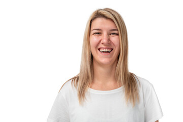 Portrait girl happy successful isolated