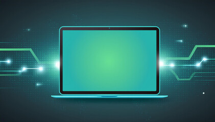 Digital Technology Theme Background. Neon color. Content Cover. Online Learning. Courses. Copy Space.