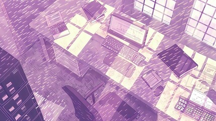 Fototapeta premium Illustration of Financial Advisor's Desk as a Hub of Financial Knowledge and Guidance