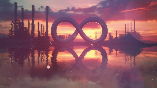 an industrial infinity symbol representing continuous. seamless looping overlay 4k virtual video animation background