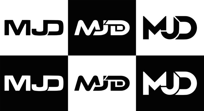 MJD logo. MJD set , M J D design. White MJD letter. MJD, M J D letter logo design. Initial letter MJD letter logo set, linked circle uppercase monogram logo. M J D letter logo vector design.