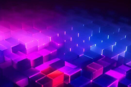  Abstract background hexagonal network technology, changing colors from blue to purple. technologies of the future.