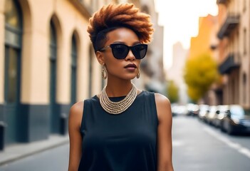 Modernist style fashionforward black woman posing  (6)