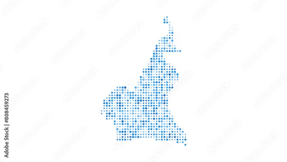 Poster cameroon dotted digital map. map of cameroon with pulsating colored circles. shape of the country fi
