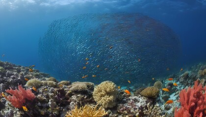 Naklejka na ściany i meble A school of colorful fish darting among the coral upscaled 4
