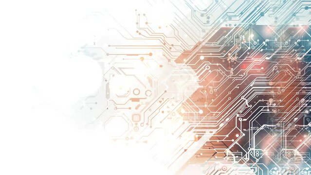 abstract futuristic circuit board on white background. seamless looping overlay 4k virtual video animation background