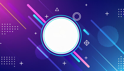 Abstract background with circles and shapes. Digital Technology Theme Background. Neon color. Content Cover. Online Learning. Courses. Copy Space.
