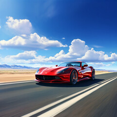 Fototapeta premium red car on the road