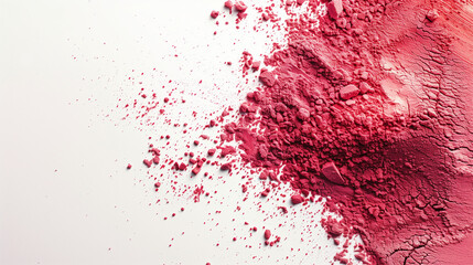 Close-up of scattered red powder on white background