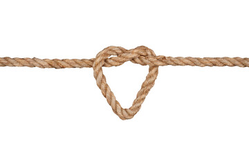 Heart shape knot of rope isolated transparent