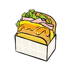 illustration of boxed bread with color