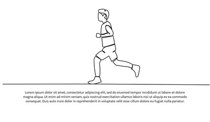 Continuous line design of young men jogging. Single line decorative elements drawn on a white background.