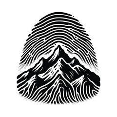 vector illustration of fingerprints shaped in the shapes of a mountain illustration. the illustration can be used for emblem, t-shirt, merchandise and more