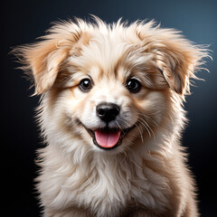 Retrato de Perrito sonriente fotografía digital.