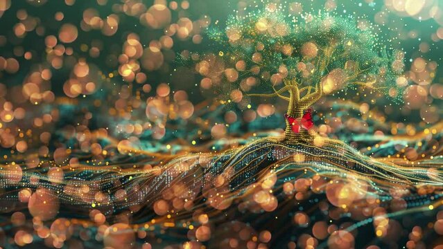 a digital illustration of a tree with branches. seamless looping overlay 4k virtual video animation background