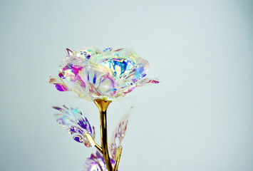 Multicolored beautiful purple, blue, glass like clear material rose petal flower shaped decoration....