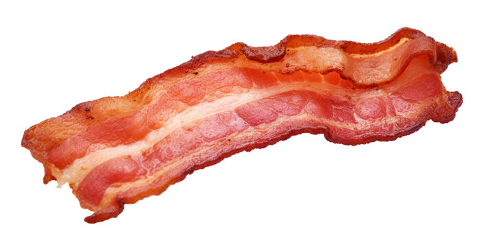 Fried bacon on white background