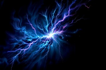 Obraz premium Swirling energy, with lightning on a dark background