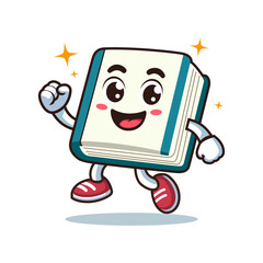 cute book cartoon character vector illustration template design. smiling and happy. 