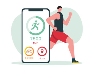 Fitness tracking app. Diet vector illustration