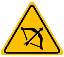 Bow and arrow warning sign background vector