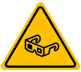 3D glasses cinema warning sign background vector