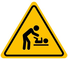 Baby changing station diaper warning sign background vector