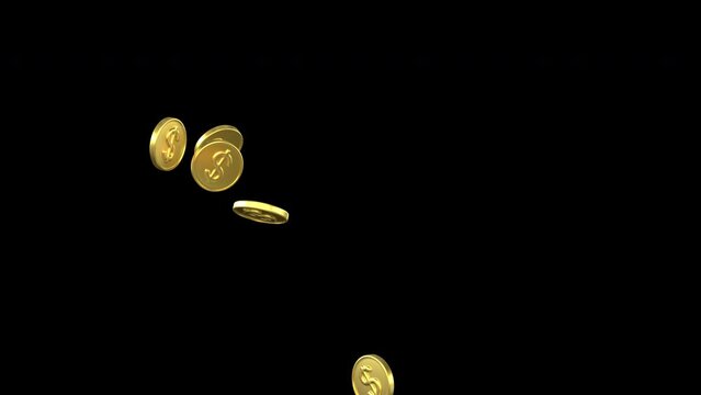 Currency gold coins fountain pack &ndash; 3d render with alpha channel.