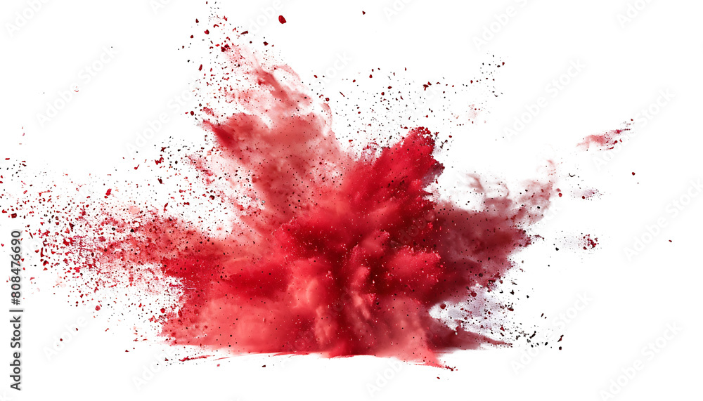 Poster dynamic red chalk explosion effect isolated on white background