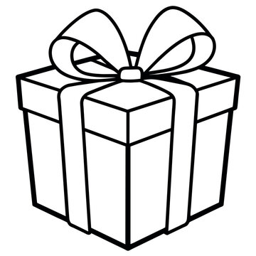 recommend clip art: Gift box outline coloring book page line art illustration digital drawing