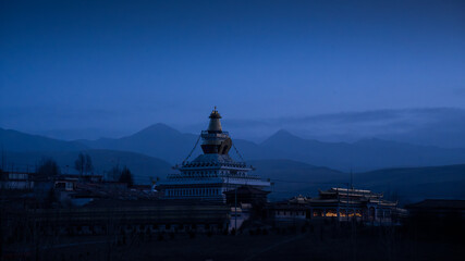buddhist temple in Aba in winter morning