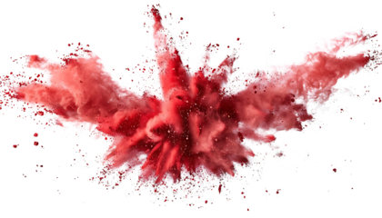 Dynamic Red Chalk Explosion Effect Isolated on White Background