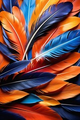 Multi-colored feathers, closeup feathers, background textures, colorful feathers, generative AI