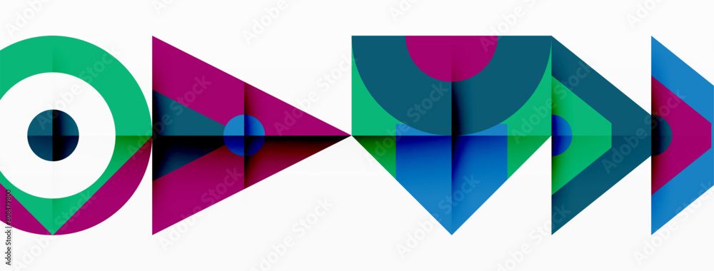 Poster an artful logo design featuring a vibrant color palette of magenta and electric blue. triangles, rec