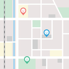 居場所を表示したGPSマップのイラスト素材