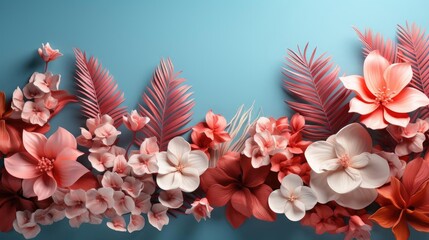Obraz premium summer background with summer plant ornaments in bright colors for banners or posters