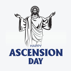 Happy Ascension Day Design with Jesus Christ in Heaven Vector Illustration. Illustration of resurrection Jesus Christ. Sacrifice of Messiah for humanity redemption.