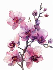 Orchid Flower Illustration with Sublimation