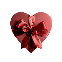 Red box as heart with ribbon on white background