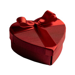 Red box as heart with ribbon on white background