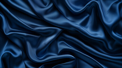 Obraz premium Navy black silk satin. Silky shiny fabric. Dark luxury background with space for design. Banner. Wide. Long. Panoramic. Template. Empty. Flat lay, top view table. Beautiful. Elegant