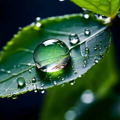 water drops on leaf