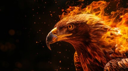 Photo of a fire eagle on a black background