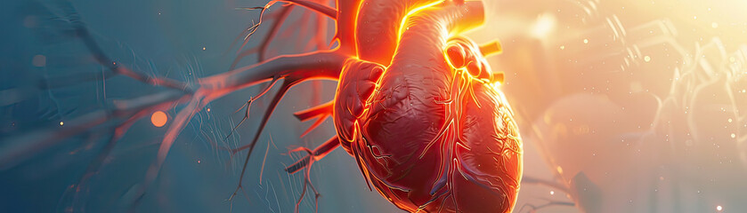 A series of high-resolution, digital 3D illustrations depicting various human anatomical, heart graphic