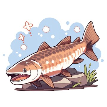 recommend clip art: Gar fish animal chibi cartoon style isolated plain background