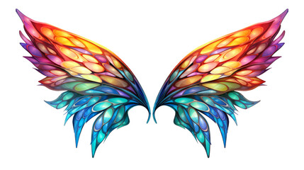 Colorful fantasy fairy wings isolated on transparent background